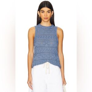 Nation Los Angeles Lina Pointelle Top Faded Blue Denim